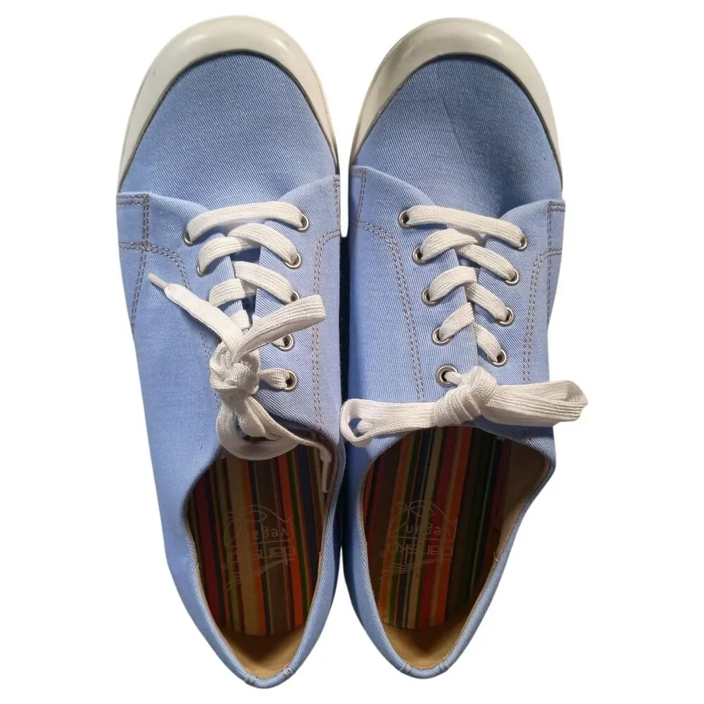 Dansko Veda Vegan Canvas Slip Resistant Platform Sneaker Clog Blue Women 11.5-12